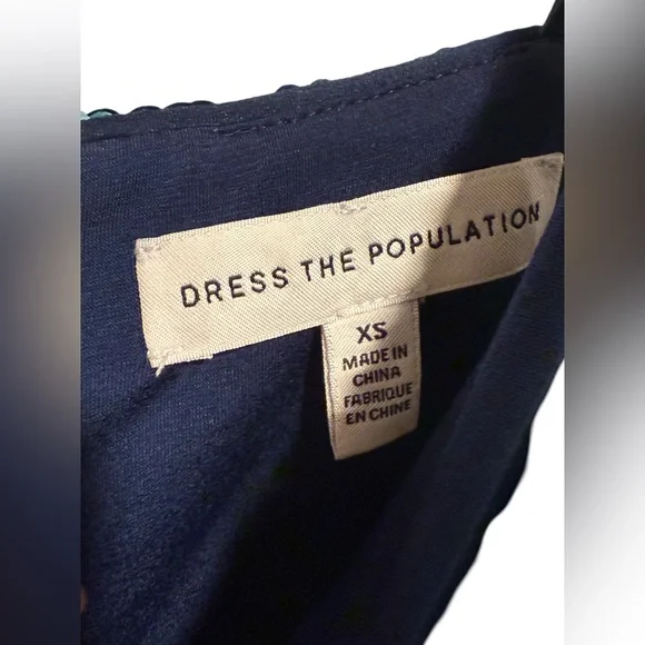 Dress The Population EUC Size XS Sequin Spaghetti Strap Teal Mini Dress (0563) - Picture 5 of 11